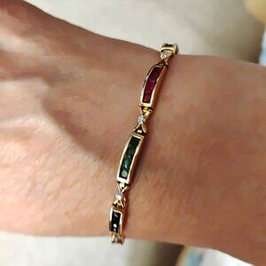 Diamond, Ruby, Emerald, and Sapphire 14K Tennis Bracelet
